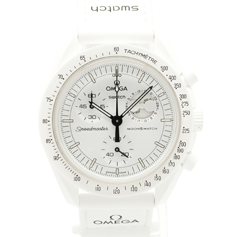 Swatch x Omega 月相任務史努比聯名款 S033W700 白色錶盤男士腕錶-0