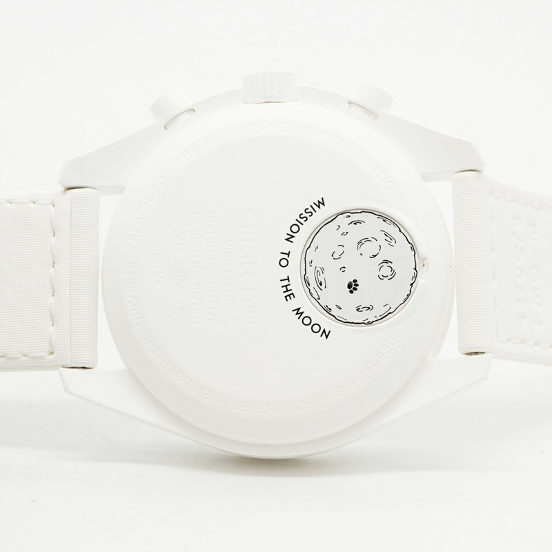 Swatch x Omega 月相任務史努比聯名款 S033W700 白色錶盤男士腕錶-4