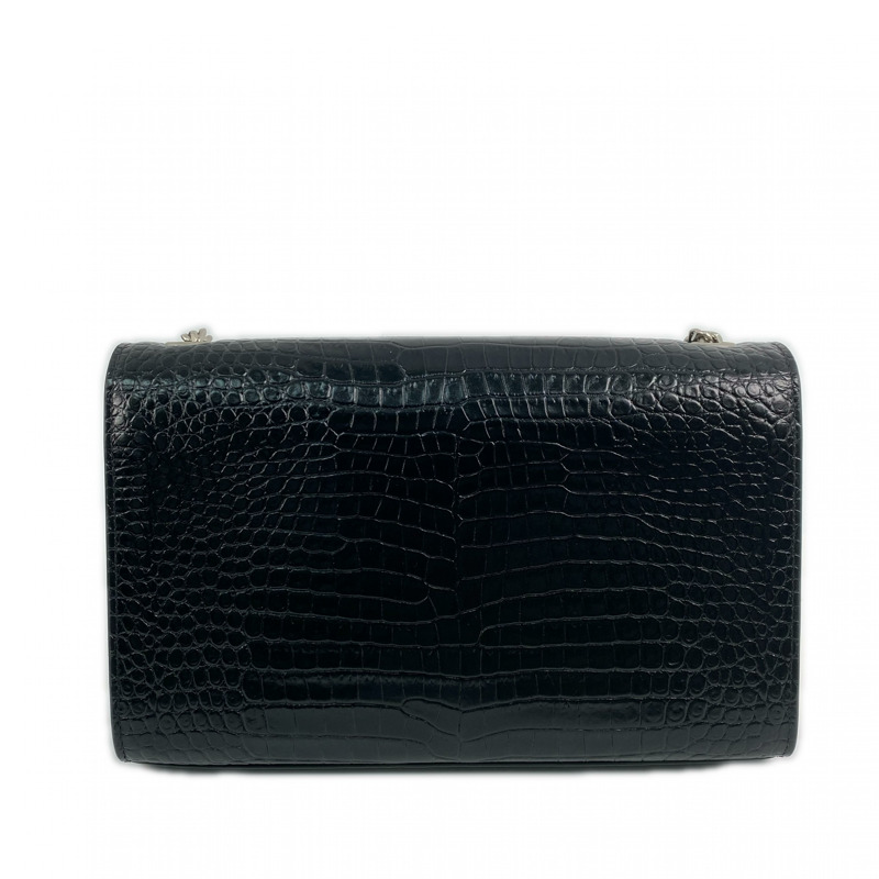 △ SAINT LAURENT 聖羅蘭 Black Crocodile Embossed Calfskin Kate Shoulder Bag 黑色鰐魚壓紋小牛皮肩背包 GAB354119-267008315-2