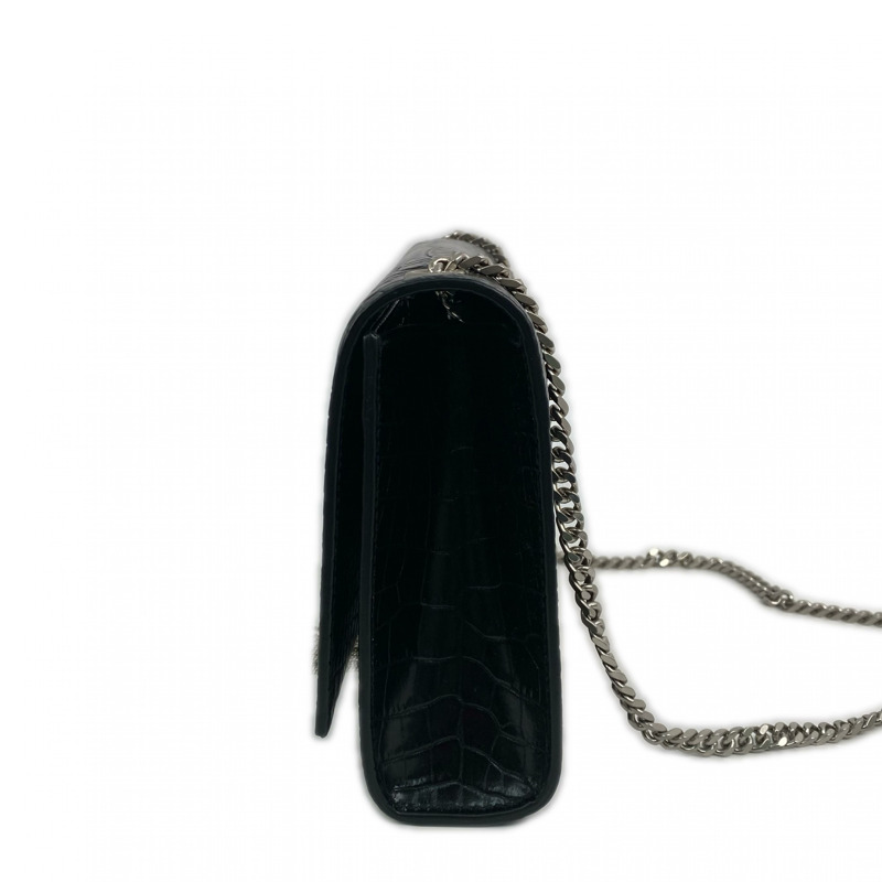 △ SAINT LAURENT 聖羅蘭 Black Crocodile Embossed Calfskin Kate Shoulder Bag 黑色鰐魚壓紋小牛皮肩背包 GAB354119-267008315-3