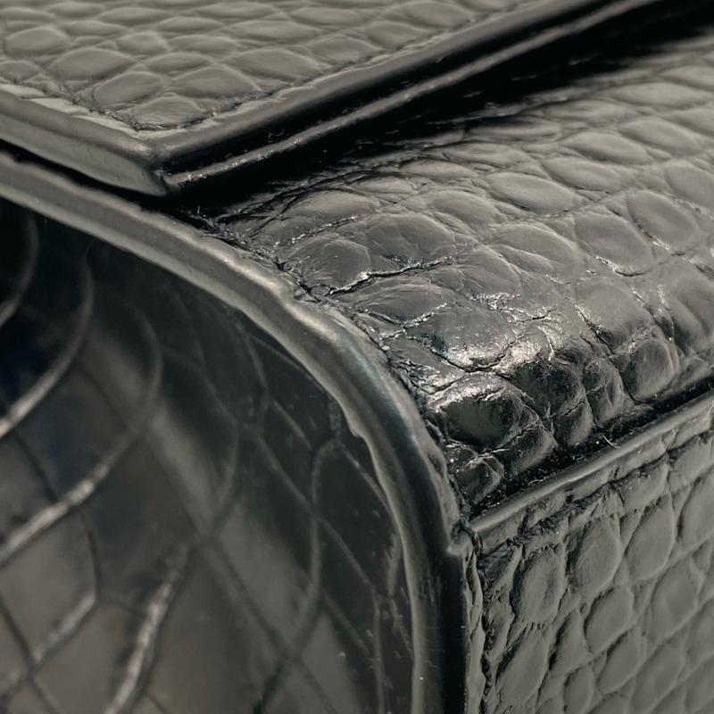 △ SAINT LAURENT 聖羅蘭 Black Crocodile Embossed Calfskin Kate Shoulder Bag 黑色鰐魚壓紋小牛皮肩背包 GAB354119-267008315-6