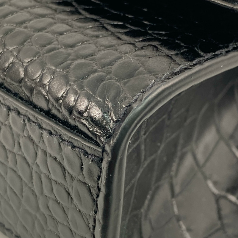 △ SAINT LAURENT 聖羅蘭 Black Crocodile Embossed Calfskin Kate Shoulder Bag 黑色鰐魚壓紋小牛皮肩背包 GAB354119-267008315-7