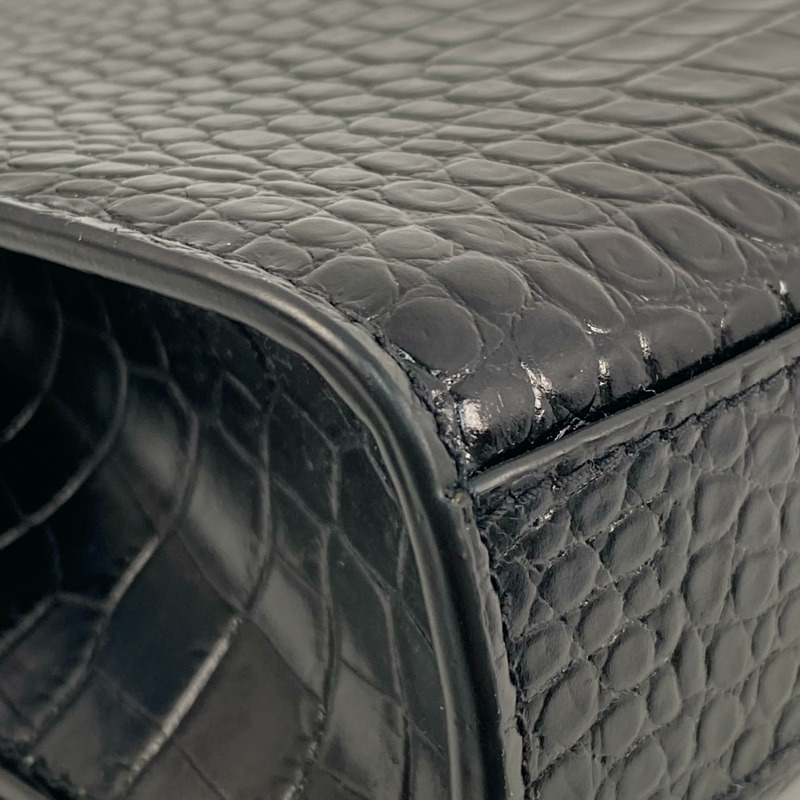 △ SAINT LAURENT 聖羅蘭 Black Crocodile Embossed Calfskin Kate Shoulder Bag 黑色鰐魚壓紋小牛皮肩背包 GAB354119-267008315-8