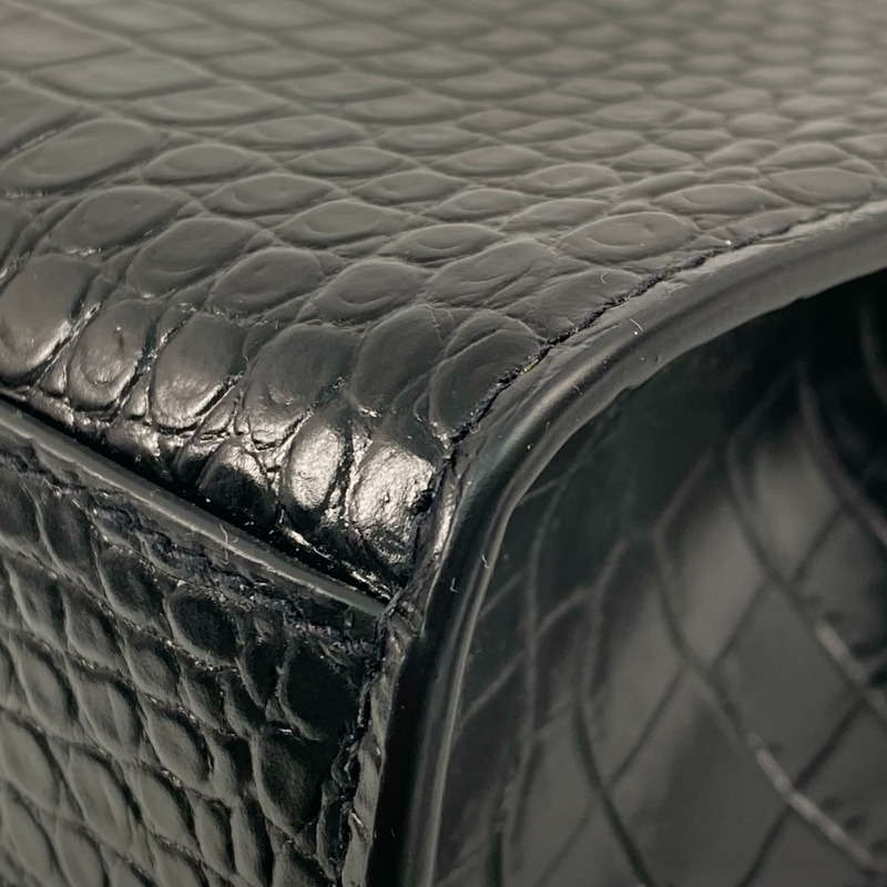 △ SAINT LAURENT 聖羅蘭 Black Crocodile Embossed Calfskin Kate Shoulder Bag 黑色鰐魚壓紋小牛皮肩背包 GAB354119-267008315-9