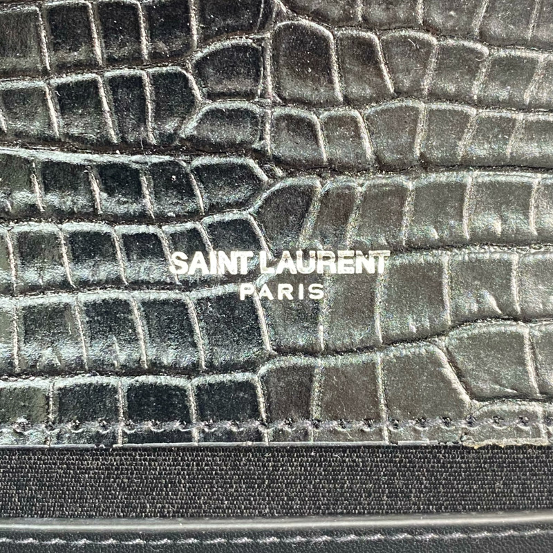 △ SAINT LAURENT 聖羅蘭 Black Crocodile Embossed Calfskin Kate Shoulder Bag 黑色鰐魚壓紋小牛皮肩背包 GAB354119-267008315-11