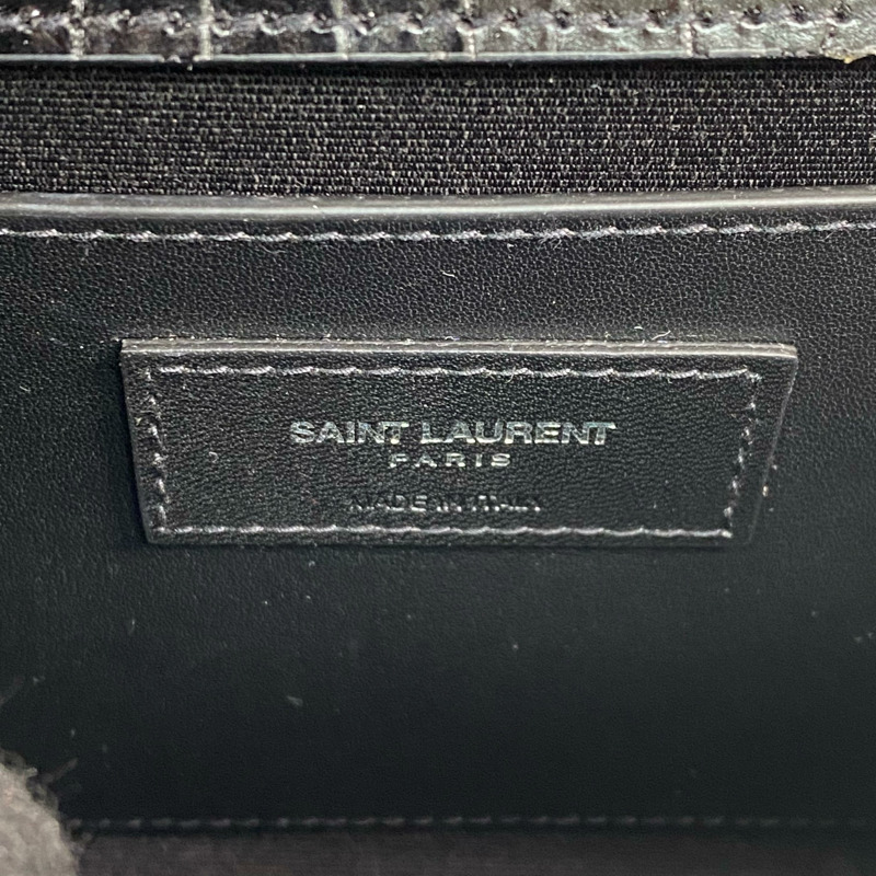△ SAINT LAURENT 聖羅蘭 Black Crocodile Embossed Calfskin Kate Shoulder Bag 黑色鰐魚壓紋小牛皮肩背包 GAB354119-267008315-12