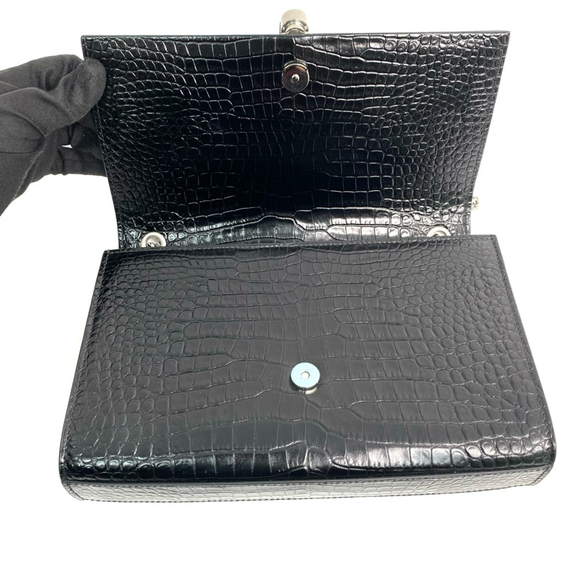 �� SAINT LAURENT ������ Black Crocodile Embossed Calfskin Kate Chain Shoulder Bag �K�F�k���ؖ䏬���獽�Y���w�� GAB354119-267008316-16