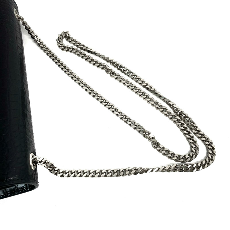 �� SAINT LAURENT ������ Black Crocodile Embossed Calfskin Kate Chain Shoulder Bag �K�F�k���ؖ䏬���獽�Y���w�� GAB354119-267008316-18