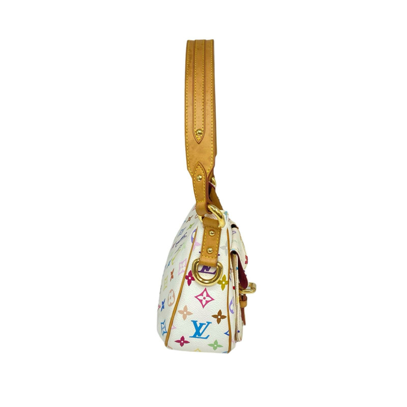 △ LOUIS VUITTON 路易·威登 White Coated Canvas Monogram Multicolor Lodge PM Shoulder Bag 白色塗層帆布經典老花肩背包 M40053-267008178-3