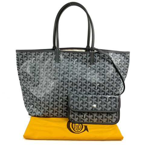 △ GOYARD 高雅德 Grey Coated Canvas Saint Louis PM Tote Bag 灰色塗層帆布托特袋-267008422