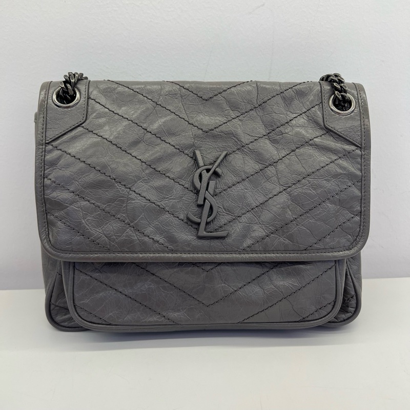 聖羅蘭/YSL Niki中號，灰色，無配件 單品-0