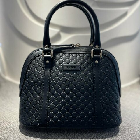 GUCCI 牛皮壓紋艾碼兩用包 黑色