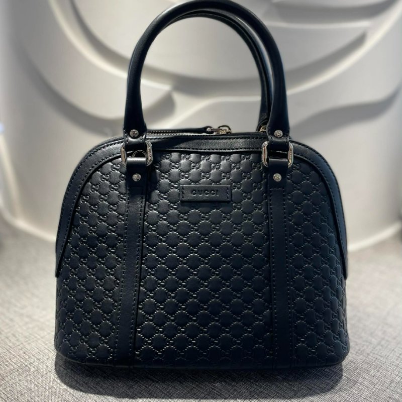 GUCCI 牛皮壓紋艾碼兩用包 黑色-0