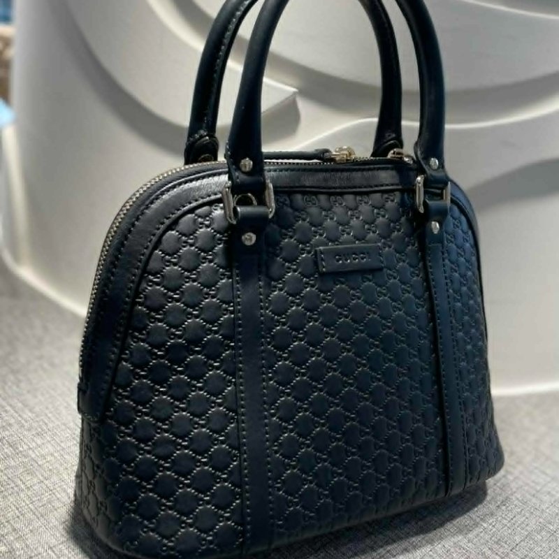 GUCCI 牛皮壓紋艾碼兩用包 黑色-1