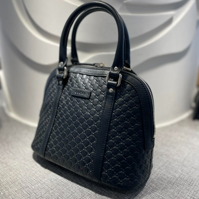 GUCCI 牛皮壓紋艾碼兩用包 黑色-2