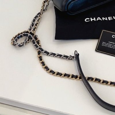 香奈兒/Chanel 黑色金扣 流浪V紋woc鏈條包-10