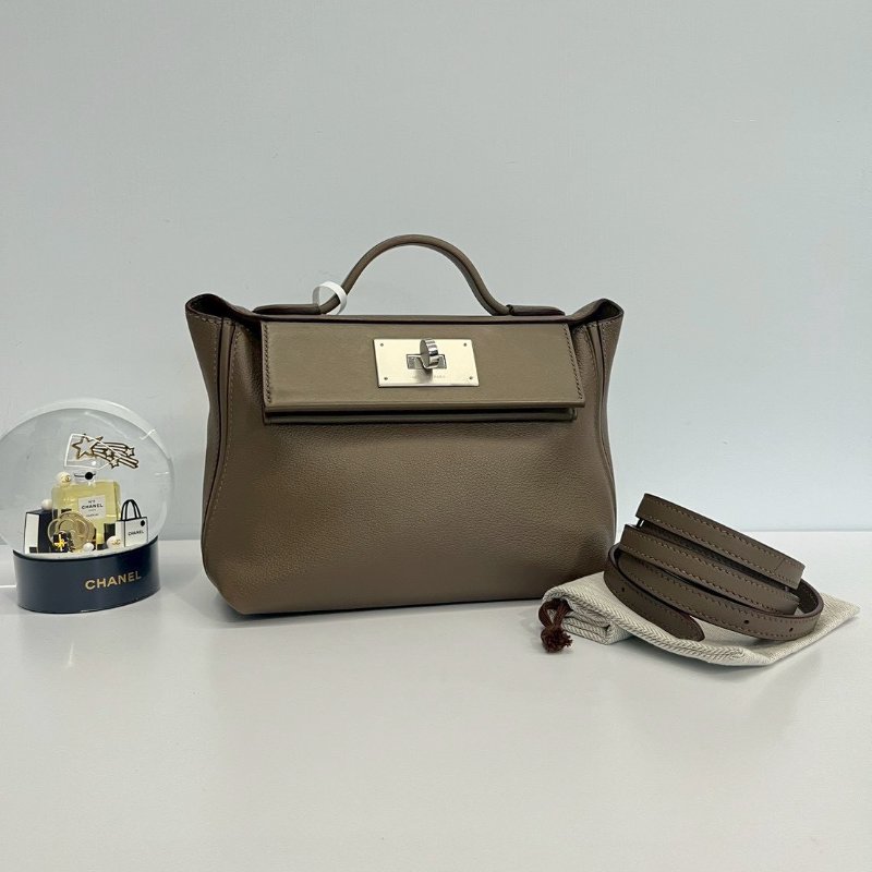 Hermes 2424 mini 大象灰 銀釦 B刻 Evercolor皮 全配有購證+鑑定書-0