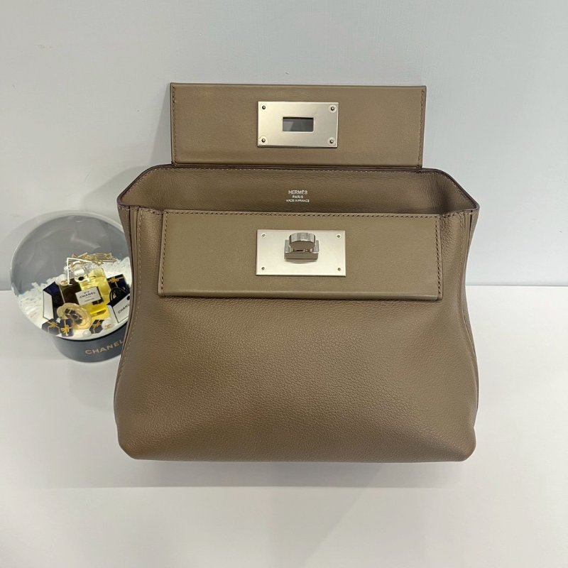 Hermes 2424 mini 大象灰 銀釦 B刻 Evercolor皮 全配有購證+鑑定書-12