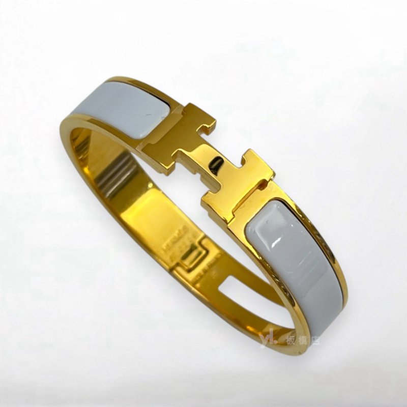 S5449-Hermes Clic白色金釦H手環PM-4