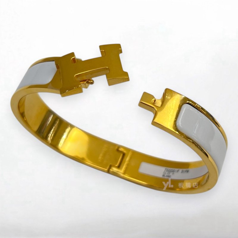 S5449-Hermes Clic白色金釦H手環PM-5