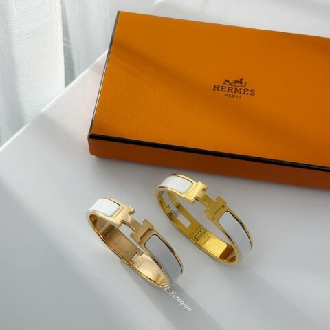 S5449-Hermes Clic白色金釦H手環PM