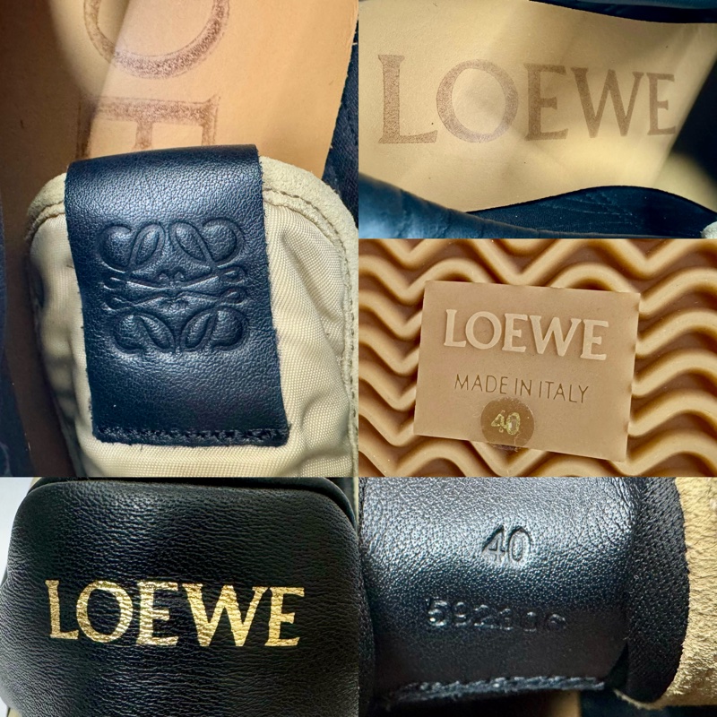 LOEWE 拼接麂皮尼龍運動鞋 592306 #40-7