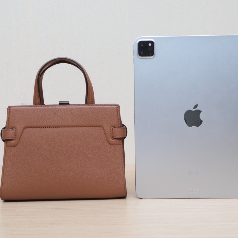 DELVAUX 棕色牛皮金扣TempeteMINI單肩包-2