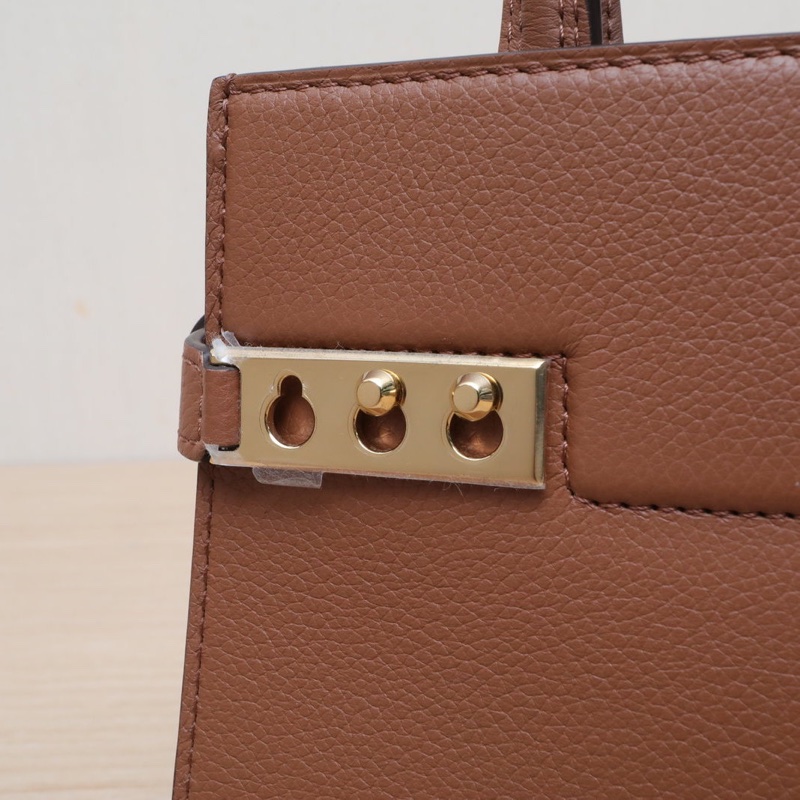 DELVAUX 棕色牛皮金扣TempeteMINI單肩包-3