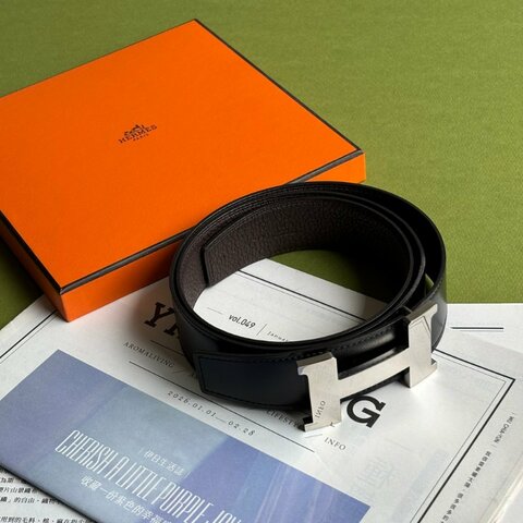 ::HERMES:: Constance皮帶釦 & 黑x咖雙面皮腰帶90公分 寬度3.8