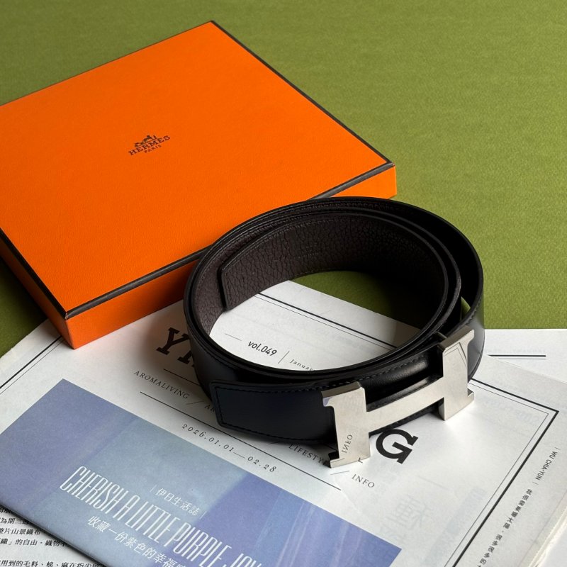 ::HERMES:: Constance皮帶釦 & 黑x咖雙面皮腰帶90公分 寬度3.8-0