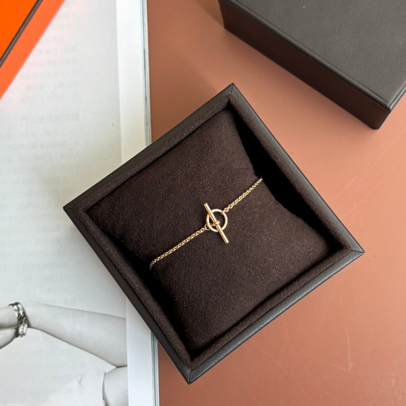 ::HERMES:: Vertige Coeur 愛心單鑽18k 玫瑰金手鏈-1