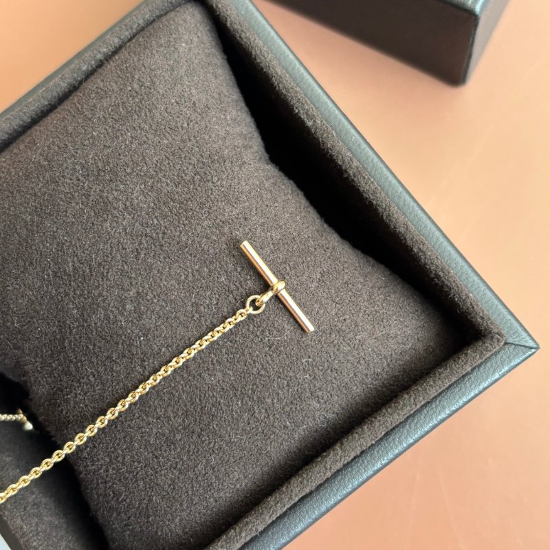 ::HERMES:: Vertige Coeur 愛心單鑽18k 玫瑰金手鏈-5
