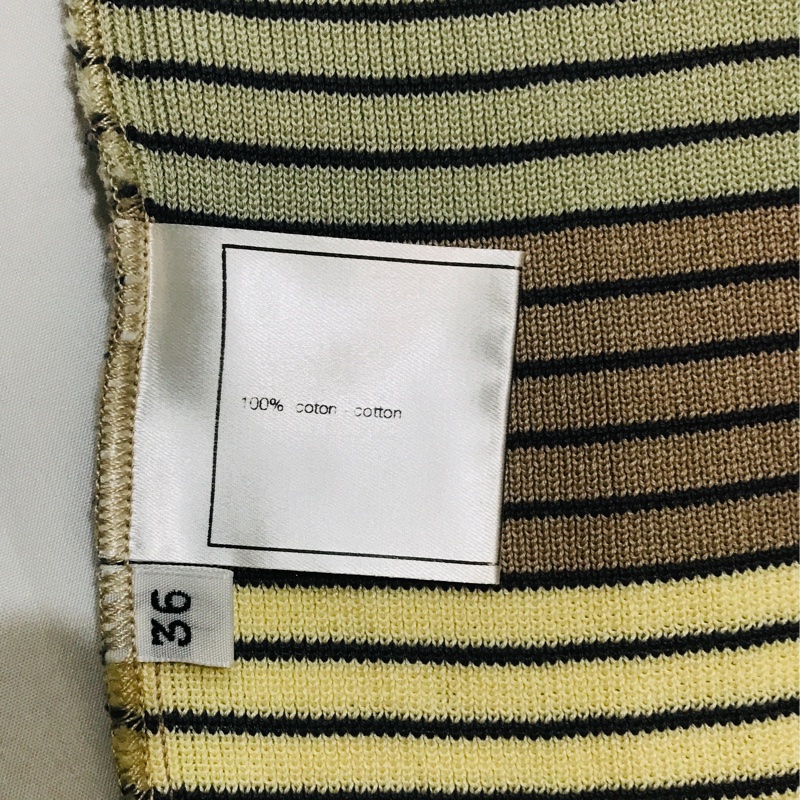 【 CHANEL】短袖條紋純棉上衣（36號）二手衣-4