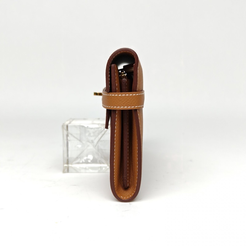 HERMES Kelly長款錢包金棕色Epsom皮D刻金扣-1