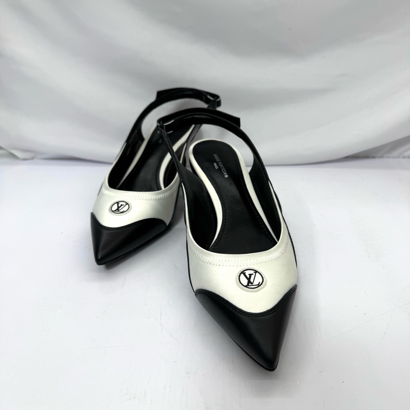 LOUIS VUITTON  黑白拼色皮革高跟鞋 #37-0