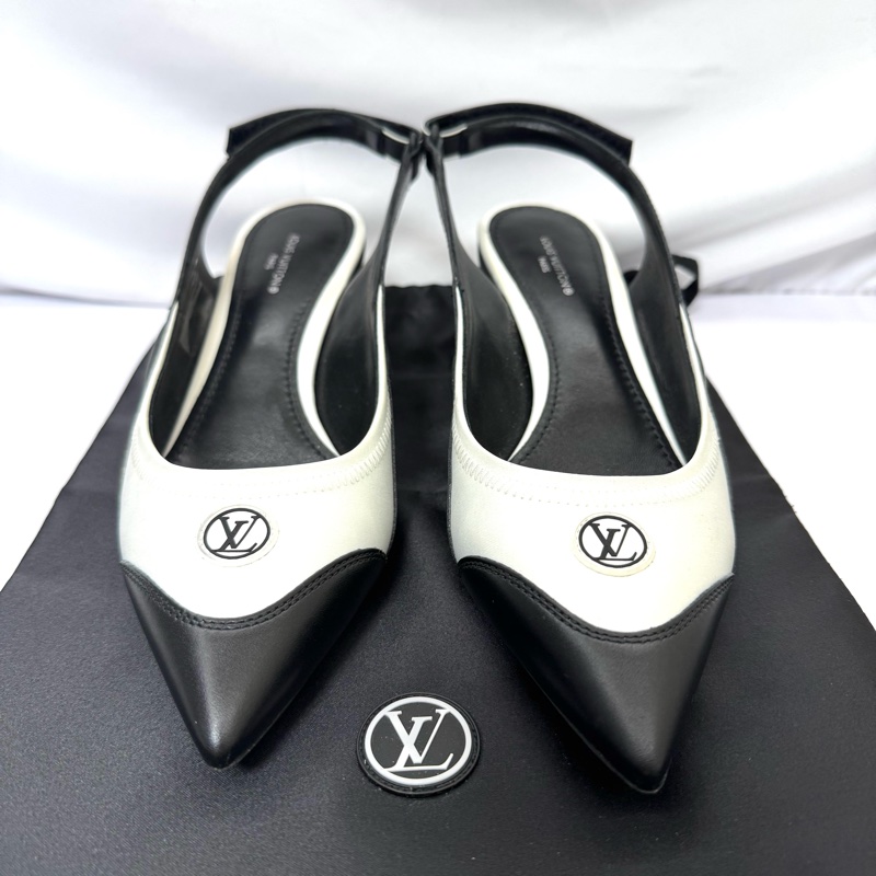 LOUIS VUITTON  黑白拼色皮革高跟鞋 #37-1