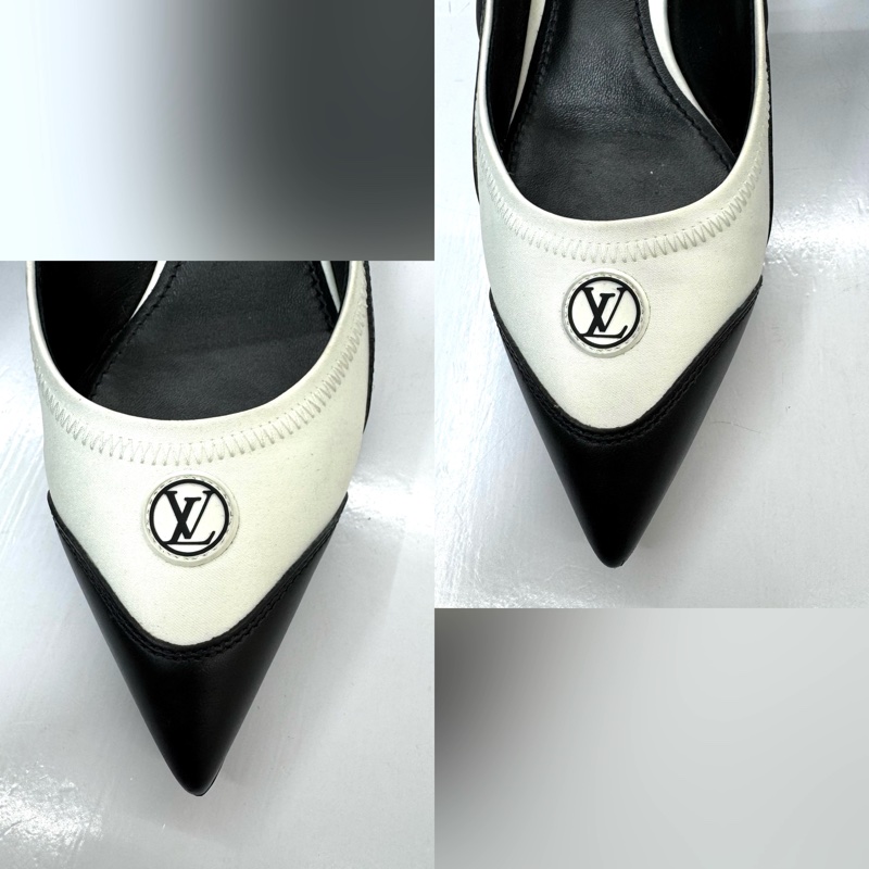 LOUIS VUITTON  黑白拼色皮革高跟鞋 #37-5