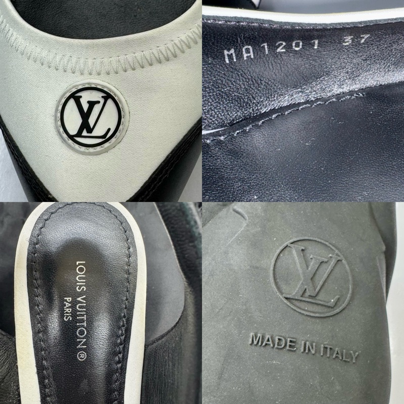 LOUIS VUITTON  黑白拼色皮革高跟鞋 #37-7