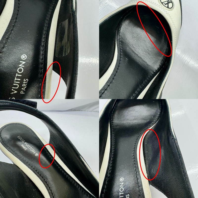 LOUIS VUITTON  黑白拼色皮革高跟鞋 #37-8
