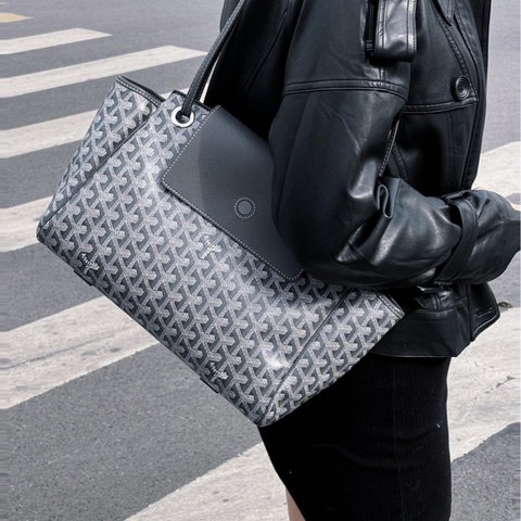 99新Goyard/戈雅 tote托特包老花滿印翻蓋開合單肩 帆布拼皮 手提包 小號 女款 尺寸約 31*13*22