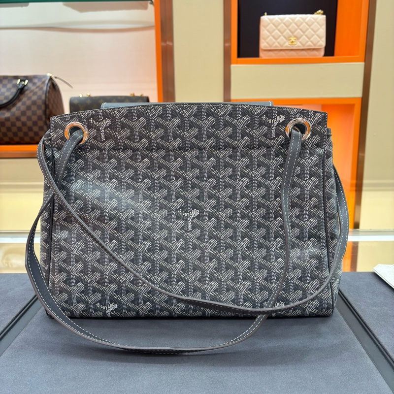 99新Goyard/戈雅 tote托特包老花滿印翻蓋開合單肩 帆布拼皮 手提包 小號 女款 尺寸約 31*13*22-2