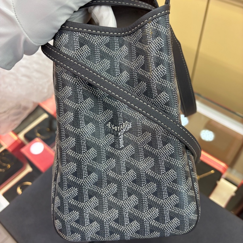 99新Goyard/戈雅 tote托特包老花滿印翻蓋開合單肩 帆布拼皮 手提包 小號 女款 尺寸約 31*13*22-8