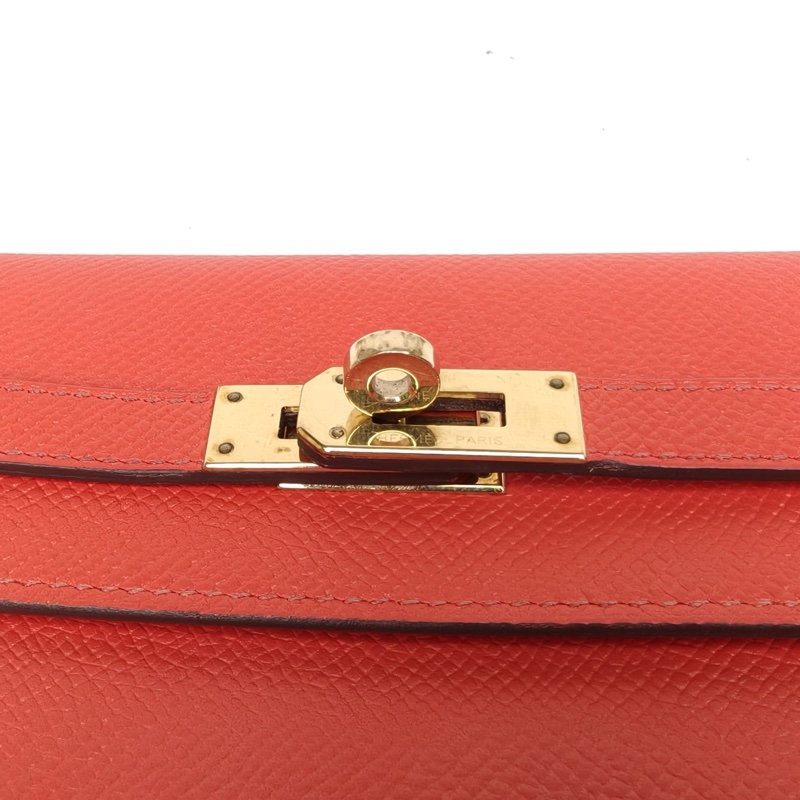 HERMES Kelly長款錢包齋普爾粉Epsom皮X刻金扣-4