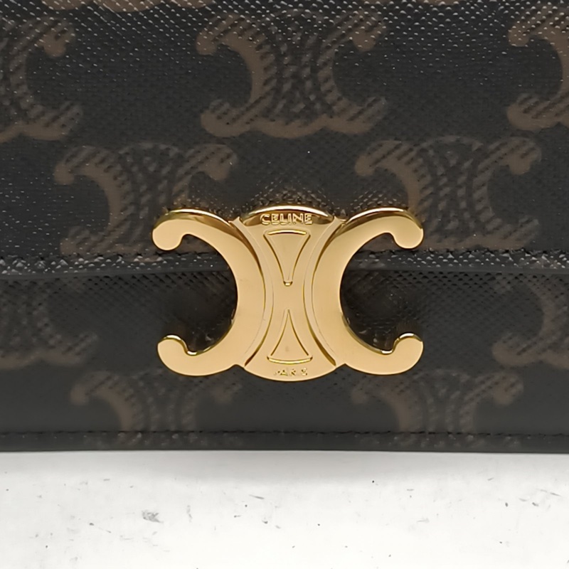 CELINE 老花PVC凱旋門金屬鎖扣卡包-4