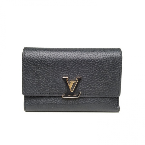 LOUIS VUITTON 黑色牛皮2019Capucines短款錢包
