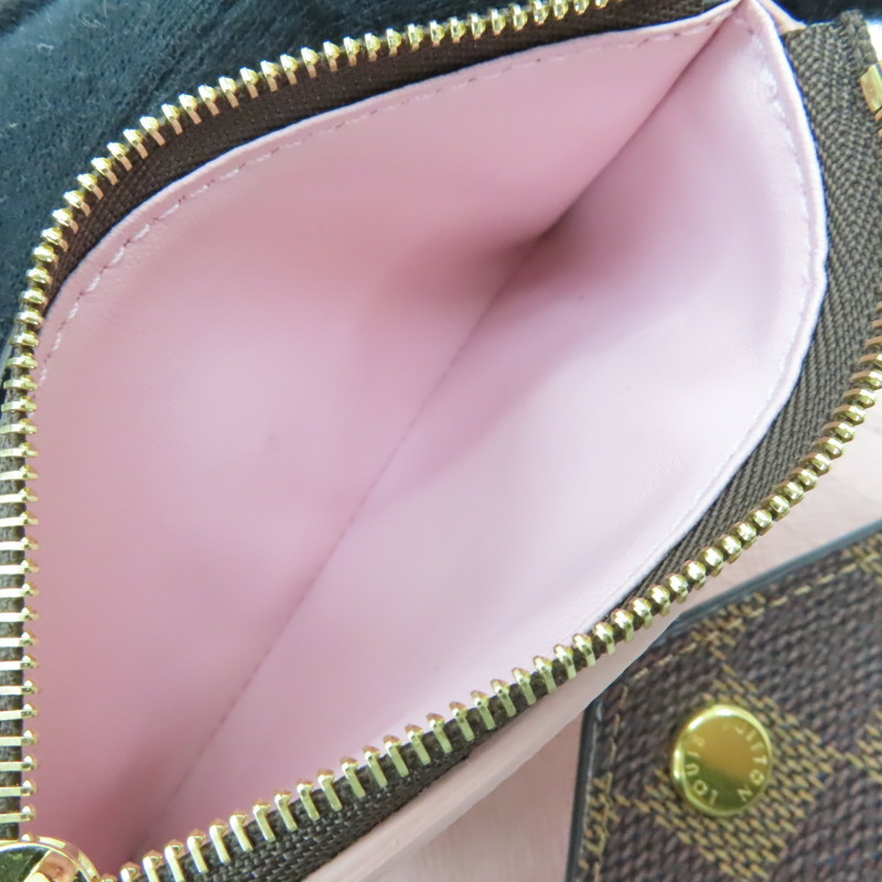 粉/棕色 棋盤格帆布 Victorine 三折短夾【LOUIS VUITTON LV 路易威登】 N61700-4