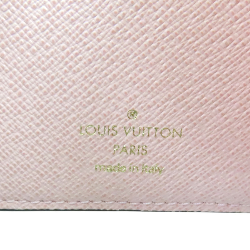 粉/棕色 棋盤格帆布 Victorine 三折短夾【LOUIS VUITTON LV 路易威登】 N61700-5
