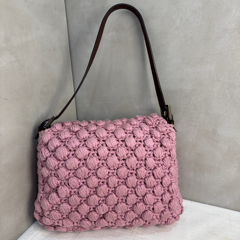【赫蒂國際精品】 Fendi 粉色勾織 Baguette 肩背包 vintage 二手 中古-5