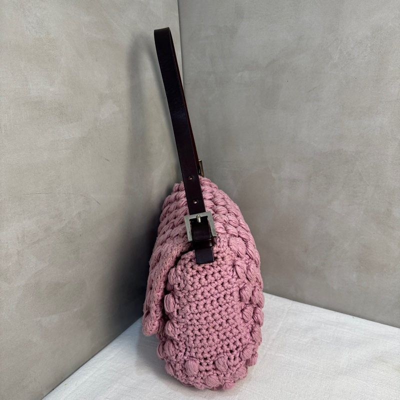 【赫蒂國際精品】 Fendi 粉色勾織 Baguette 肩背包 vintage 二手 中古-6