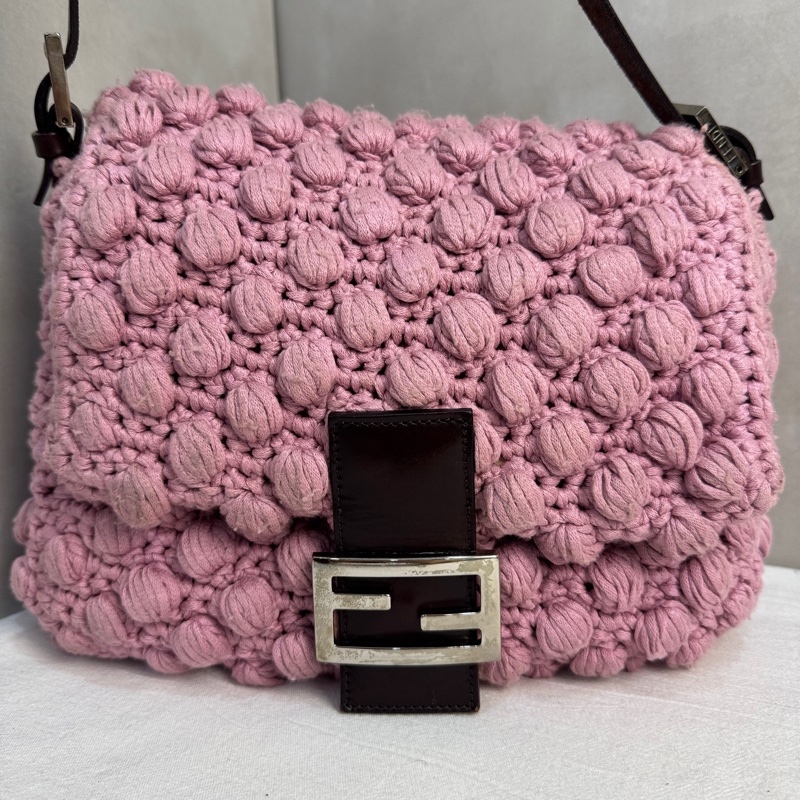 【赫蒂國際精品】 Fendi 粉色勾織 Baguette 肩背包 vintage 二手 中古-10